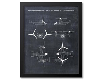 V-22 Osprey Tiltrotor Aircraft Patent Print, Helicopter Patent Art Print Poster, helicopter airplane military Marines Air Force Army