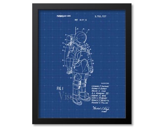 Space Suit Patent Print, Nasa Astronaut Wall Art Poster, Rocket Science, Spaceflight, Engineer, Space Travel Wall Art Decor