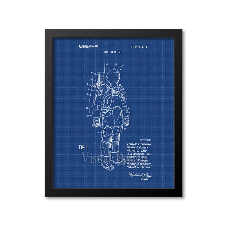 Space Suit Patent Print, Nasa Astronaut Wall Art Poster, Rocket Science ...