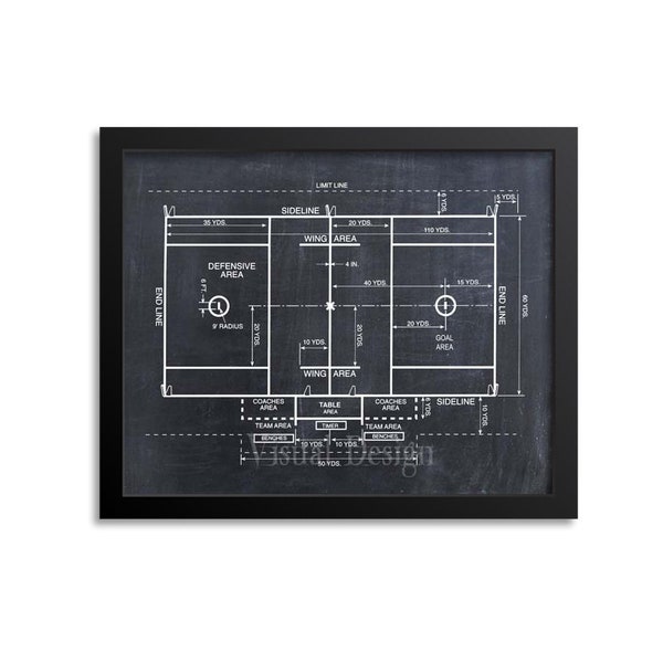 Lacrosse Coach Gift, Lacrosse Decor, Lacrosse Field Diagram, Lacrosse Patent Print, Lacrosse Wall Art Gift