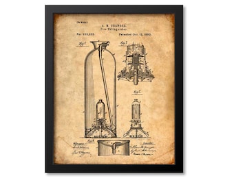 Fire Extinguisher Patent Print - Fireman Patent Art Print - Patent Poster - Firetruck - FIre - Fireman Decor - Fire Fighter Gift