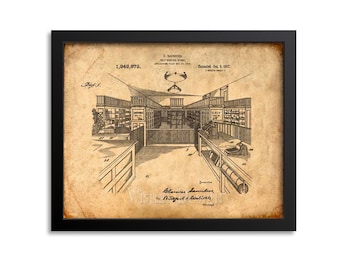 Supermarket Patent Print Wall Art From 1917 - Piggly Wiggly - Grocer Gift