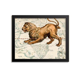 Art mural impression zodiaque Lion constellation carte astrologie