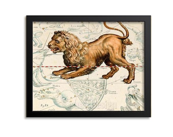 Leo Zodiac Print Wall Art Constellation Map Astrology