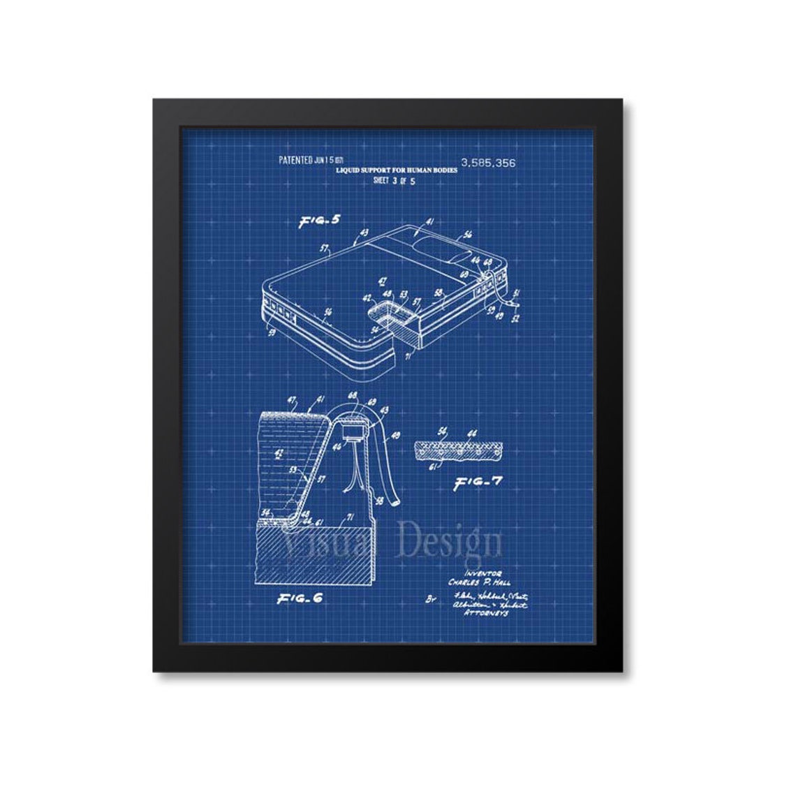 Waterbed Patent Print Wall Art Print Poster Etsy