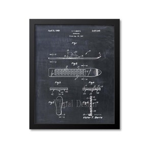 Snowboard Patent Print, Snowboard Patent Art Print, Snowboard Gift