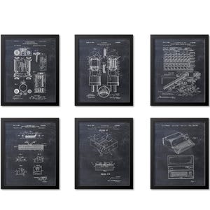 First Computer Patent Print Set of 6, Computer Gift Posters, Vintage Computer History Wall Art, IT Nerd Gift, Tech Nostalgia, Tech Decor