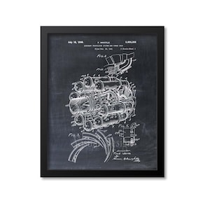 May include: A black and white vintage patent drawing of an aircraft propulsion system and power unit. The drawing shows a detailed illustration of the engine with multiple cylinders and a central shaft. The patent number 2,404,334 is visible at the top of the drawing, along with the inventor's name, F. Whittle, and the date 16 July 1946.