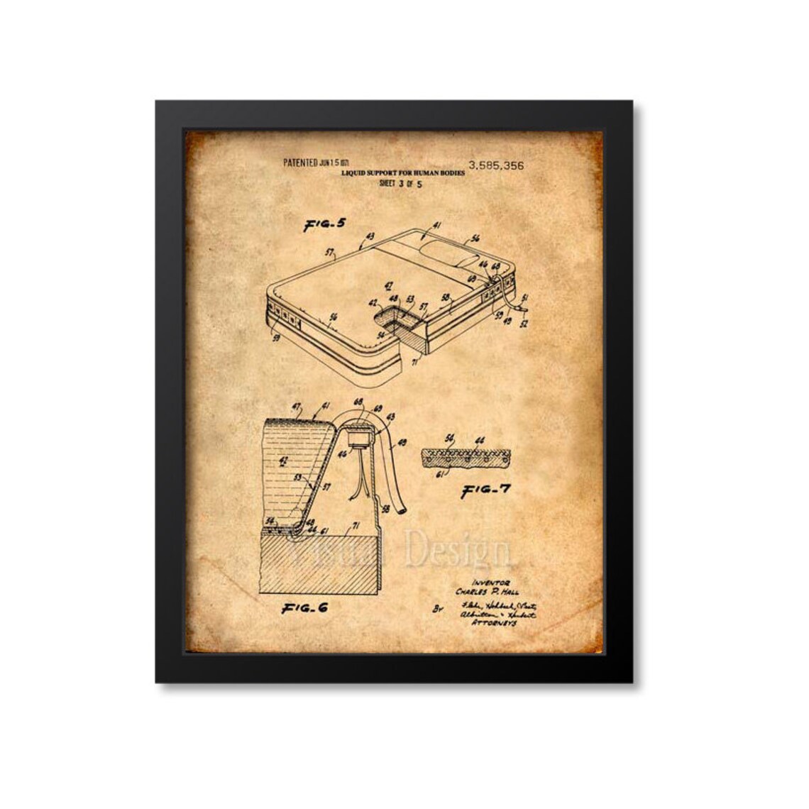 Waterbed Patent Print Wall Art Print Poster Etsy