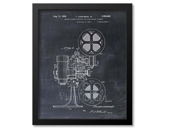 Motion Picture Projector Patent Print, Movie Film Patent Art Print, Movie Wall Art Decor