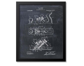 Bench Plane Patent Print Wall Art - Woodworking Tools - Carpenter Gift