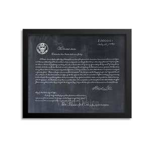 May include: A black and white image of the United States Constitution on a chalkboard background. The text reads "The United States" and "To all to whom these Presents shall come Greeting". The document is dated July 31, 1790.