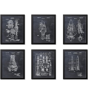 Rocket Blueprint, Set of 6, Space Patent Posters, NASA Art Gift, NASA ...
