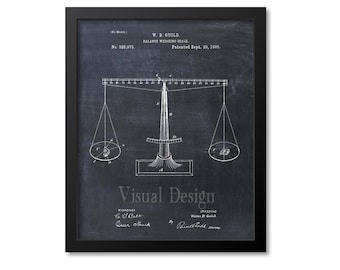 Lawyer Gift, Scales of Justice Patent Print, Law Student, Law School, Attorney Office Wall Art, Justice, Judge