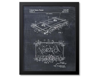 Tape Cassette Patent Print Wall Art, Tape Cassette Art Print, Music Gift Poster, Music Wall Art, Tape Deck, Tape Recorder, Stereo