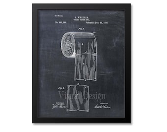 Toilet Paper Patent Print Bathroom Wall Art, Bathroom Wall Decor ...