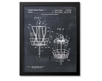 Disc Golf Patent Print - Patent Art Print - Patent Poster - Wall Art - Disc Golf Basket - Disc Art