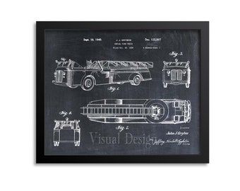 Aerial Firetruck Patent Print, Patent Art Print, Patent Poster, Firetruck, Fireman Gift, Firefighter Gift