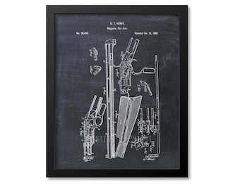 Winchester Repeating Rifle Patent Print Wall Art, Gun Decor