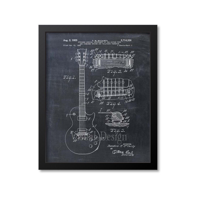 Electric Guitar Patent Print Electric Guitar Art Print - Etsy