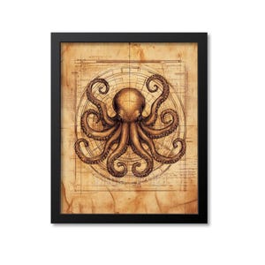 Octopus Print, Octopus Poster, Nautical Home Decor, Octopus Wall Art, Octopus Bathroom Decor, Bathroom Wall Art, Beach House Ocean Decor