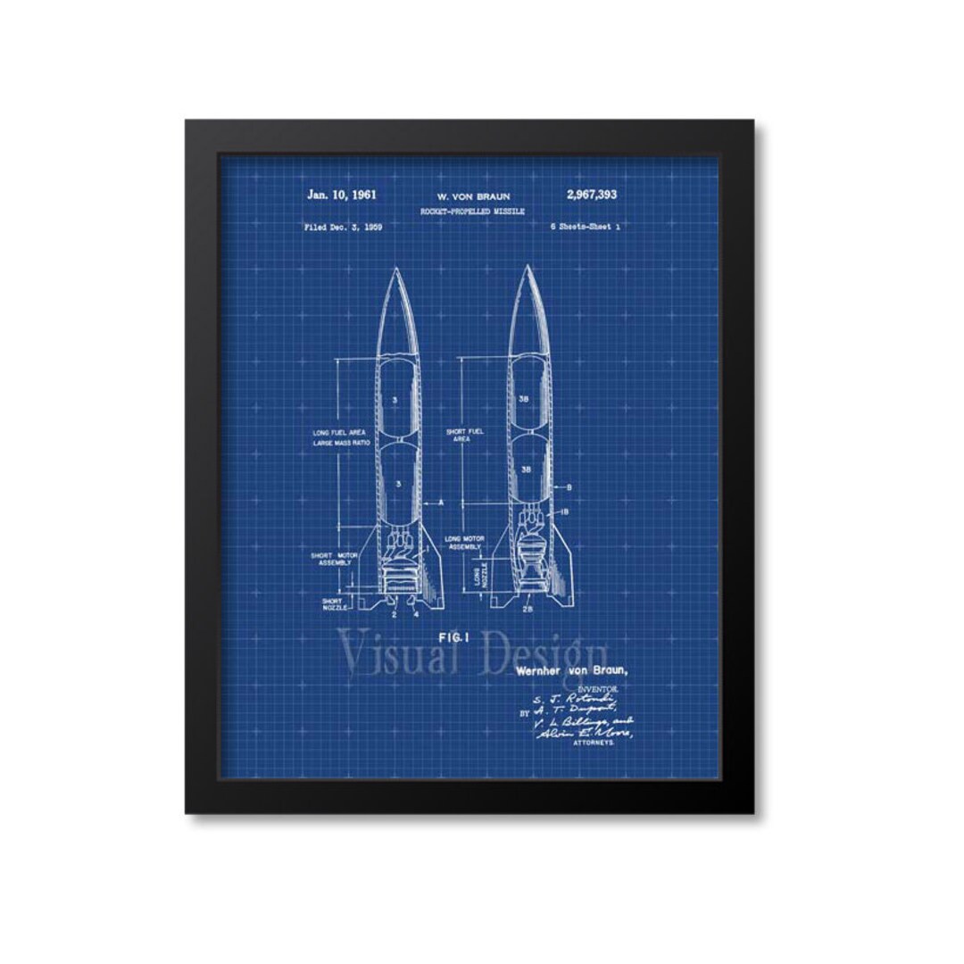 Rocket-propelled Missile Patent Print by Wernher Von Braun - Patent Art ...