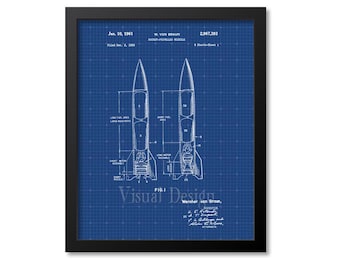 Rocket-Propelled Missile Patent Print by Wernher von Braun - Patent Art Print - Patent Poster
