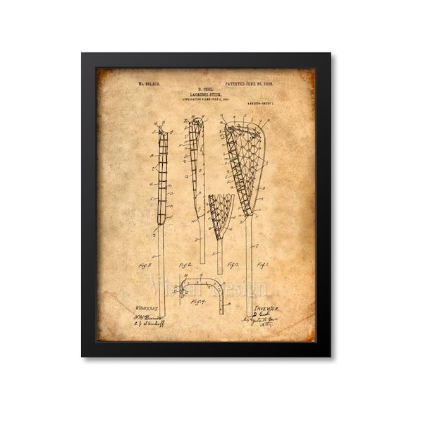 Lacrosse Stick Patent Print Wall Art