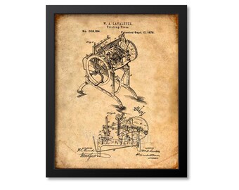Printing Press Patent Print 1878 - Patent Art Print - Patent Poster - Vintage Art - Steampunk - Writer Gift - Newspaper - Journalism