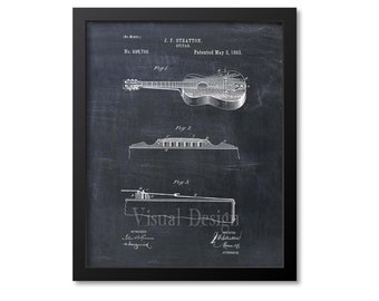 Akoestische gitaar patent print, gitaar patent kunst print, gitaar patent poster, cadeau muziekleraar, cadeau muzikant, gitaar kunst, muziek kamer kunst