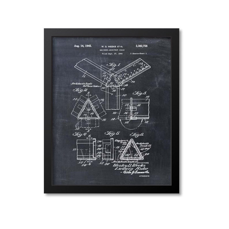 Engineer Architect Scale Patent Print Art Engineer Gift Etsy