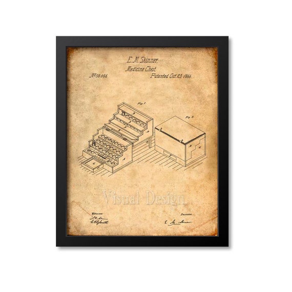 Patent Art Print Pharmacy Art Pharmacist Doctor Physician Medical Apothecary Drug Store Poster Pillbox Medicine Chest Patent Print
