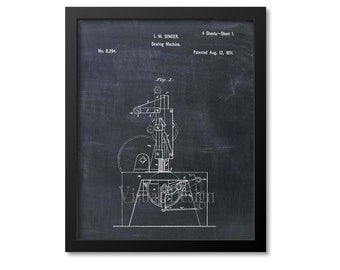 Sewing Machine Patent Print Wall Art Sewing Gift