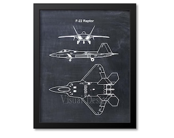 F22 Raptor Patent Print - Patent Poster - Fighter Jet - Airplane - Military Aircraft - Air Force - F-22