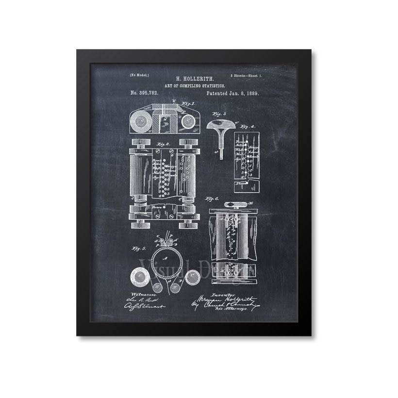First Computer Patent Print in 1889 - Patent Art Print - Patent Poster - Computer Art - Computer Gift
