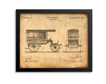 Ambulance Patent Print, Ambulance Wall Art Print