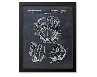 Softball Coach Gift, Softball Glove Wall Art Patent Print, Softball Glove Mitt Patent Art Print