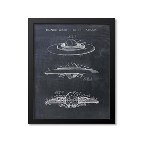 Flying Saucer Patent Print UFO Wall Art Spaceship