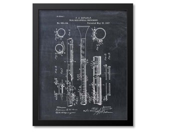 Clarinet Patent Print, Clarinet Patent Art Print