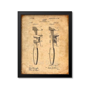 Framed Pipe Wrench Patent Print Wall Art - Plumber Gift