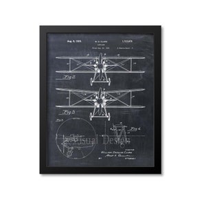 Biwing Airplane Patent Print - Patent Art Print - Patent Poster, Airplane, Plane, Aircraft, Blueprint, Pilot Gift, Patent, Biplane