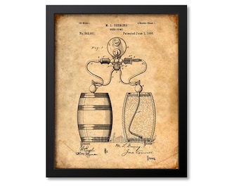 Beer Pump Patent Print - Beer Wall Art Print - Beer Gift Poster - Beer Decor - Bar Art - Beer Print