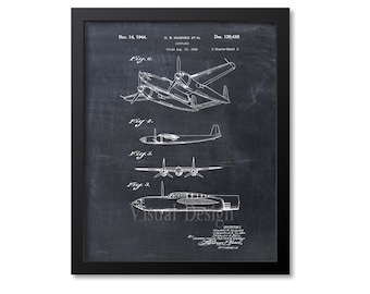 Howard Hughes Airplane Patent Print - Patent Art Print - Patent Poster - Airplane Plane