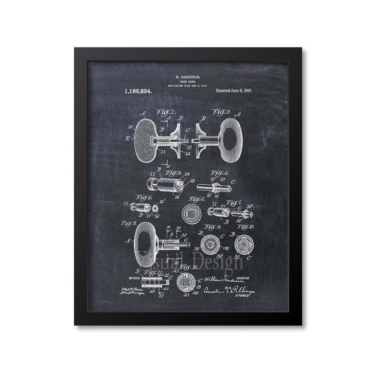 Door Knob Patent Print Wall Art, Handyman Carpenter Gift - Etsy