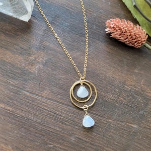 Dainty Moonstone Crystal Necklace. Gold Filled or Sterling Silver.
