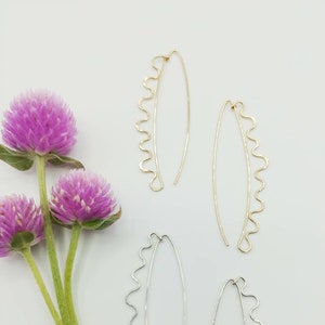 Gold Threader Earrings, Simple pull through earrings, Sterling Silver, Geometric Earrings, Long earrings, Out Of Line Earrings