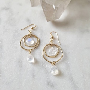 Moonstone Dangle Earrings. Gold Filled or Sterling Silver. image 7