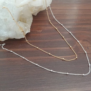 Satellite Chain Necklace, Beaded Dainty Necklace, Everyday Layering Necklace, Dot Chain Necklace