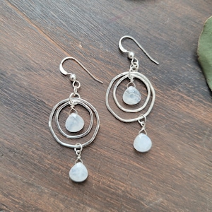 Moonstone Dangle Earrings. Gold Filled or Sterling Silver. image 6