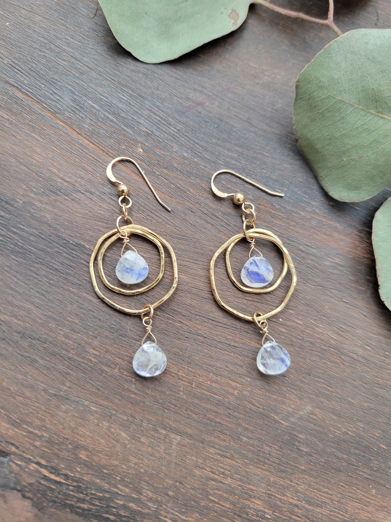 Moonstone Dangle Earrings. Gold Filled or Sterling Silver. image 3